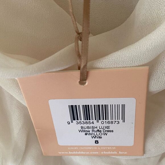 Bubishluxe Willow Ruffle Rosette Dress in White mini midi jellyfish hem Revolve - Picture 13 of 16